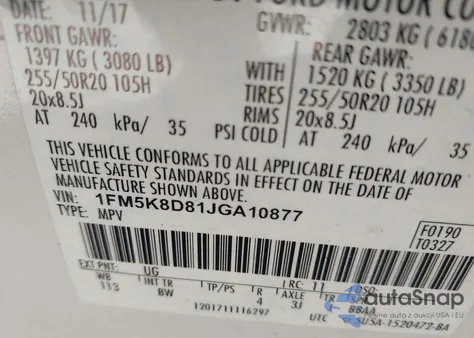 2018 Ford Explorer Xlt z USA, uszkodzony, nr VIN 1FM5K8D81JGA10877